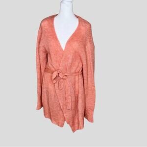 NWT Nopples Maternity Cardigan Belted Knitted Mohair Blend Cedar Women’s Size XL